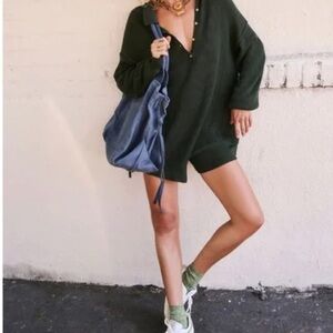 Free People Beach The Picnic Sweater Romper Green Large